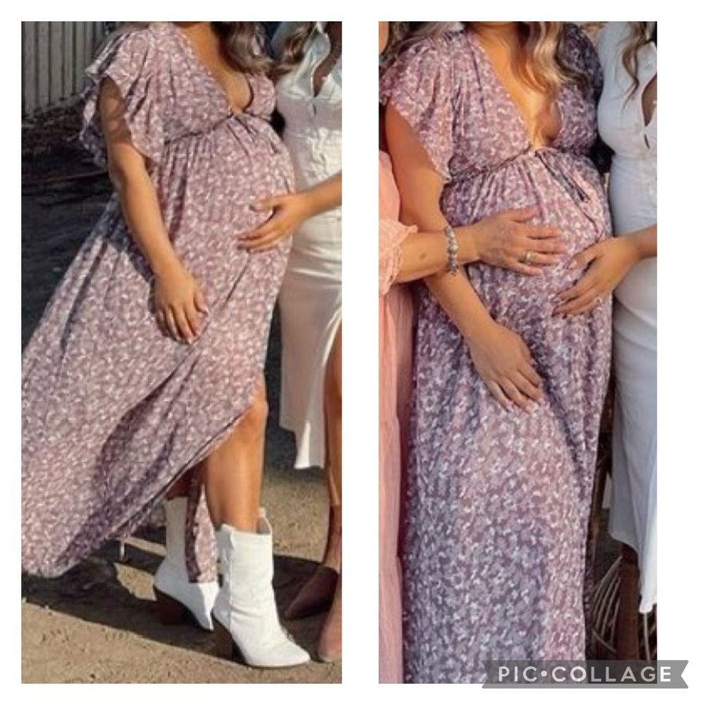 Purple Floral Maxi Dress | Maternity | Large